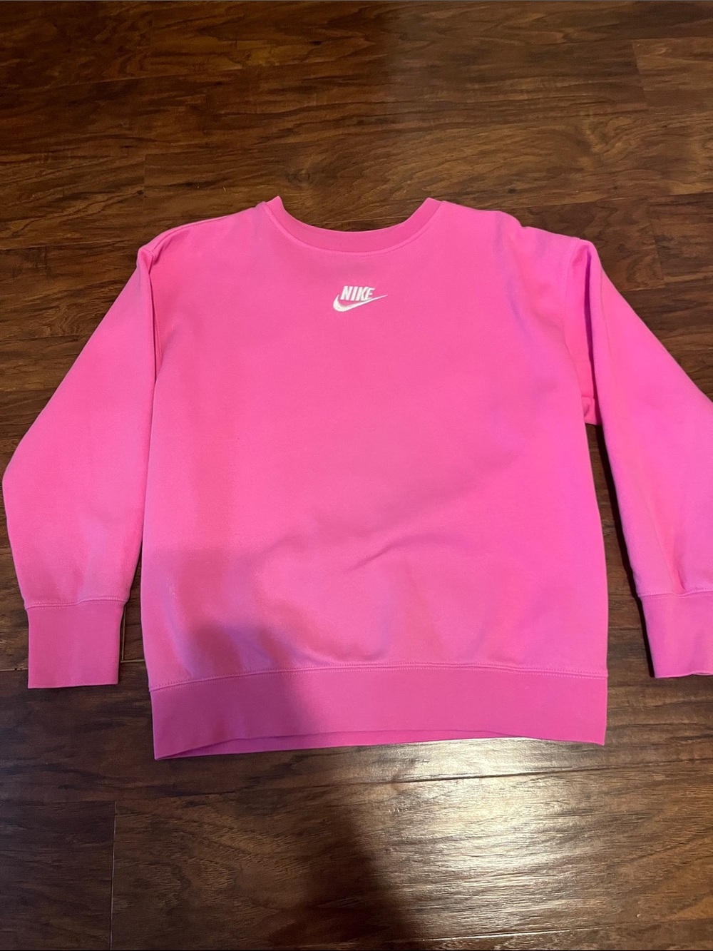 Nike Girls' Bright Pink Crew Sweatshirt with White Logo